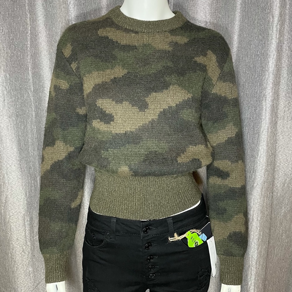 Polo Ralph Lauren Camouflage Print Crew Neck Wool Sweater XS - Picture 3 of 15